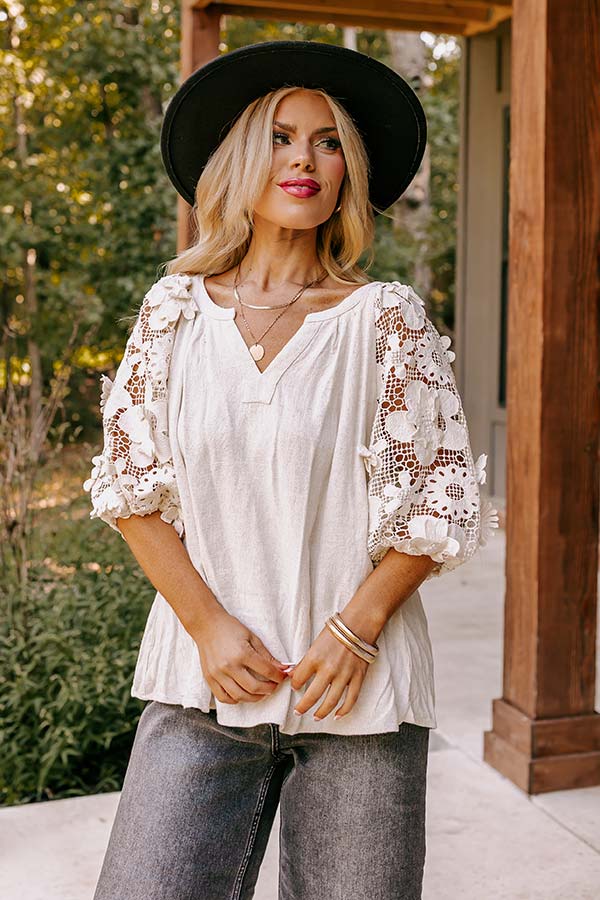 Premium Boho Love Linen-Blend Shift Top | Light Oatmeal Curves