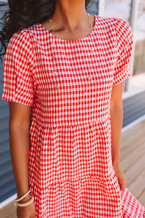 Premium Freedom Rings Gingham Midi Dress