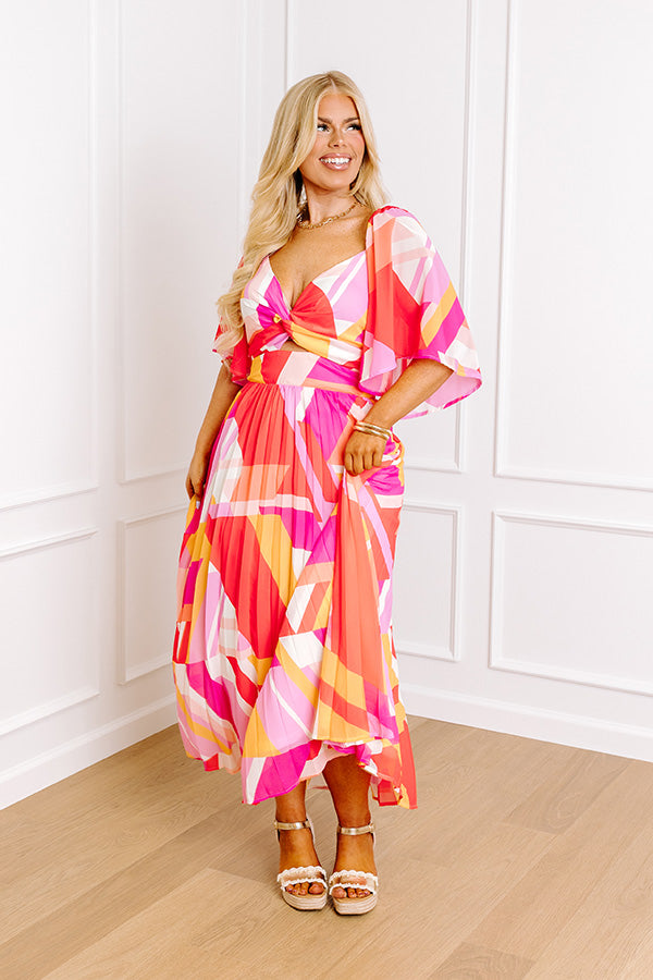 Ultimate Sunshine & Sorbet Pleated Midi Dress