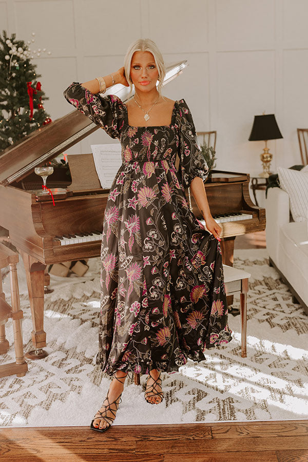 Ultimate Autumn Encounters Satin Floral Maxi Dress