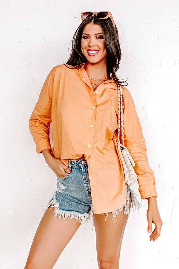 Premium Lucky Charm Orange Button-Up Top