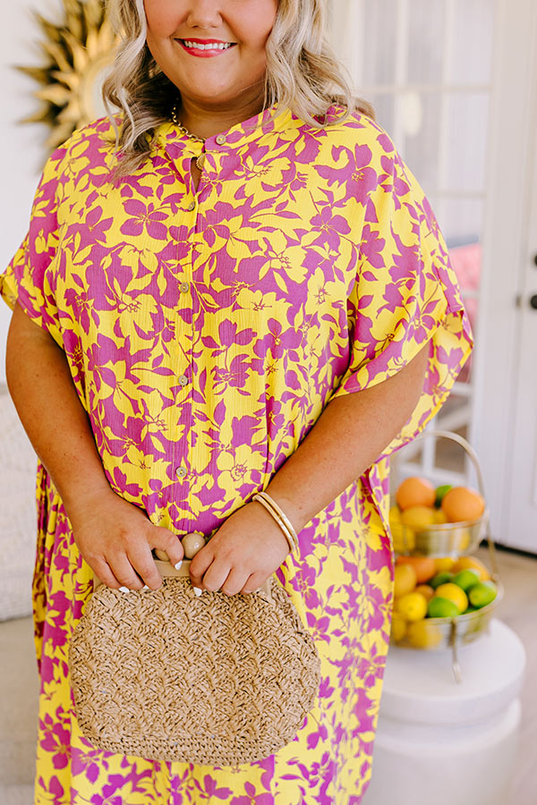 Ultimate Resort Floral Caftan Dress - Midi Fit for Curves