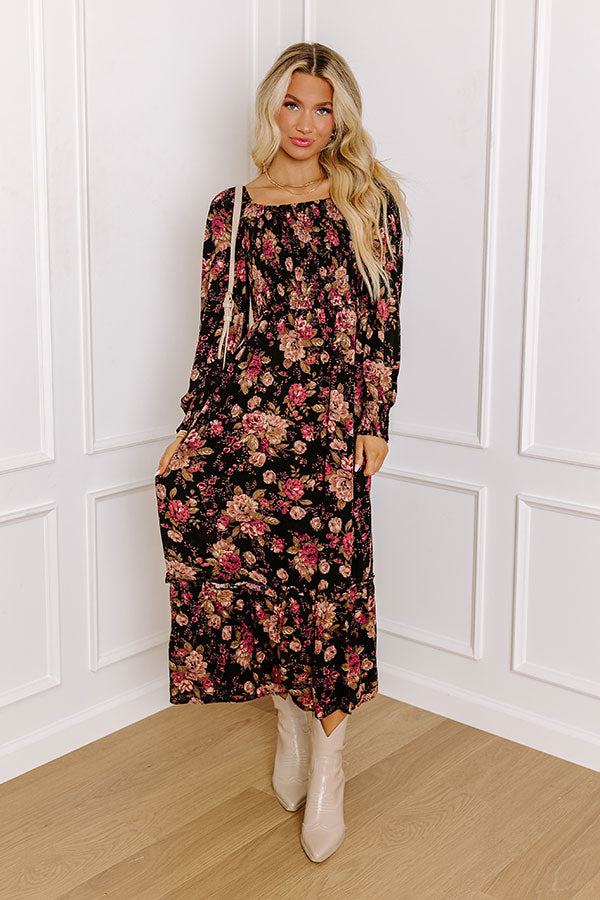 Premium Floral Midi Dress - Hand In Hand Through It All