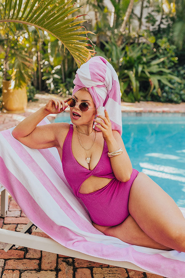 Premium Sunkissed Shores Seersucker One-Piece Swimsuit for Curves
