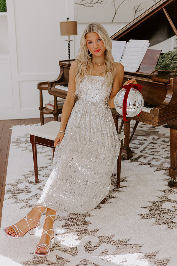 Ultimate Sparkle Sequin Midi Dress in Champagne - Perfect for Special Occasions