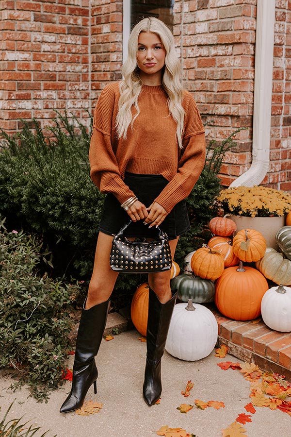 Premium Harvest Wishes Ribbed Sweater in Cinnamon - Ultimate Cozy Chic