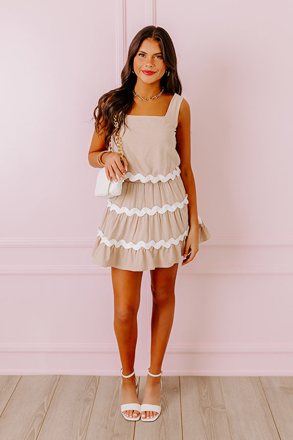 Ultimate Summer Soiree Mini Skirt - Linen-Blend in Iced Latte