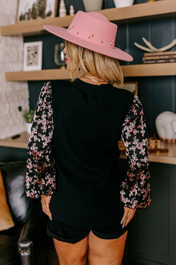 Premium Downtown Manhattan Knit Sweater with Floral Sleeves
