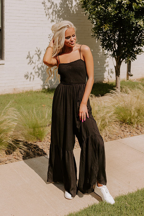 Ultimate Elegance Smocked Jumpsuit - Black