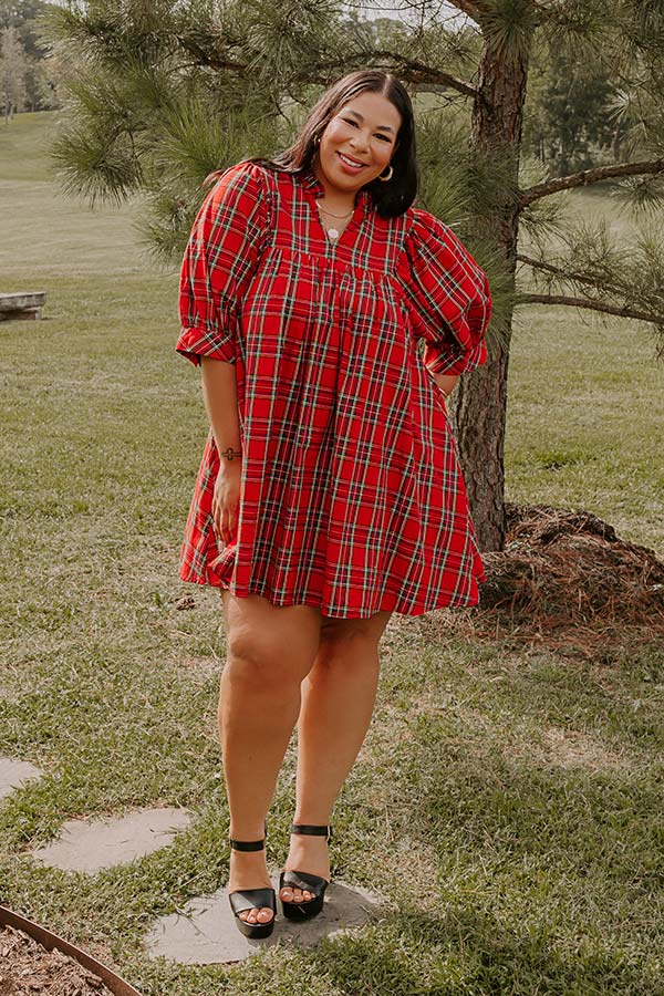 Ultimate Cheerful Energy Plaid Mini Dress - Curves Edition