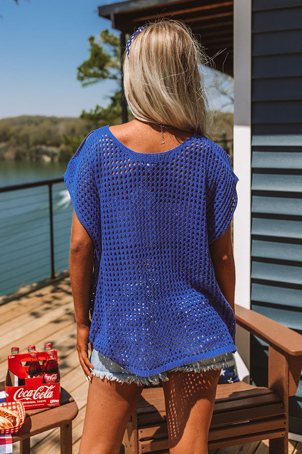 Premium Lake Life Knit Top - Royal Blue