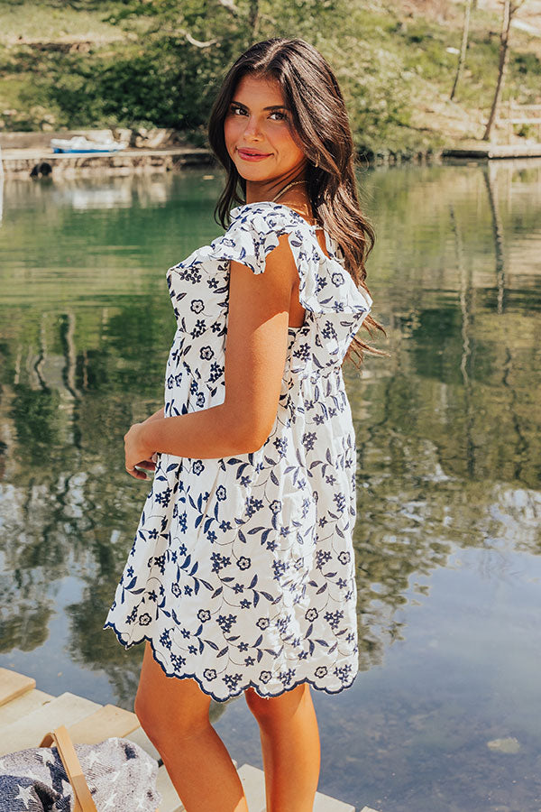 Premium Navy Embroidered Babydoll Dress - Vacay Ready Style