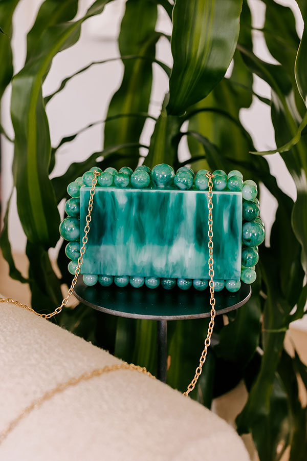 Premium Jade Acrylic Clutch with Detachable Chain