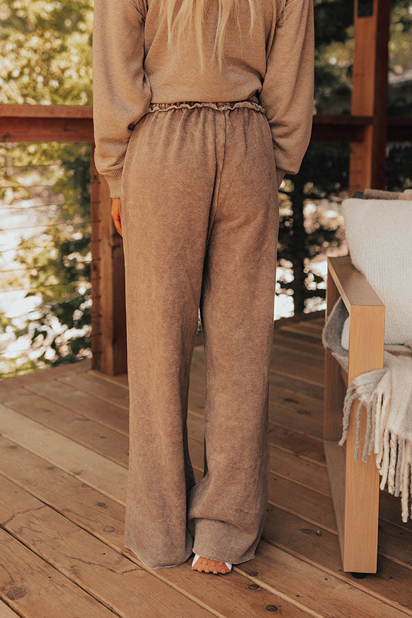 Ultimate Cozy Daydream High Waist Vintage Wash Pants in Mocha - Relaxed Fit & Effortless Style