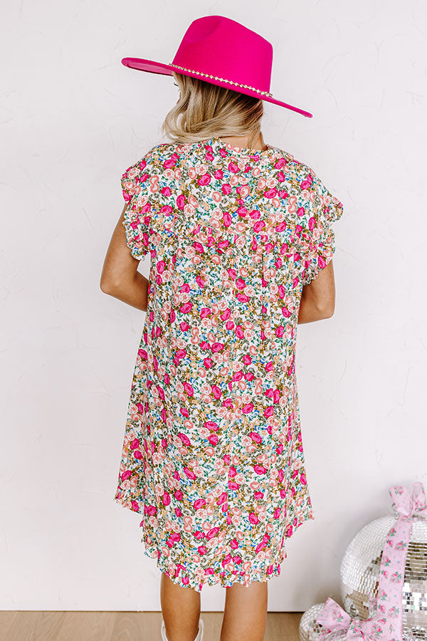 Premium Wild Rose Garden Mini Dress