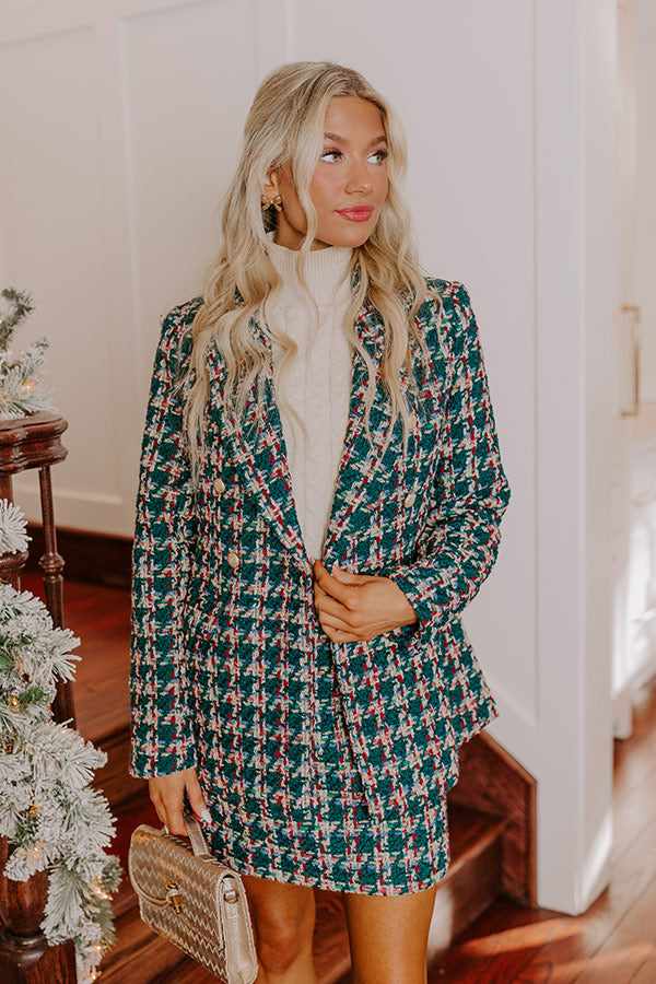Premium Tweed Blazer in Teal - Elevate Your Style