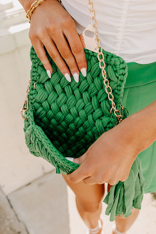 Premium Montego Woven Handbag in Emerald Green