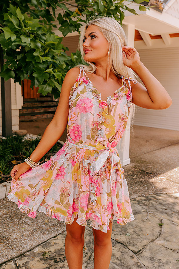 Ultimate Romantic Mini Dress - Floral Chiffon Elegance