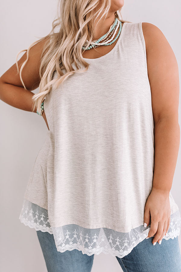 Premium Athens Lace-Hem Shift Tank - Birch Curves Collection