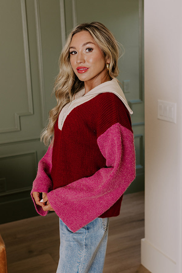 Premium Color Block Sweater - Cafe Patio Collection