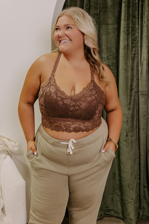 Premium Juliette Racerback Lace Bralette - Chocolate Curves