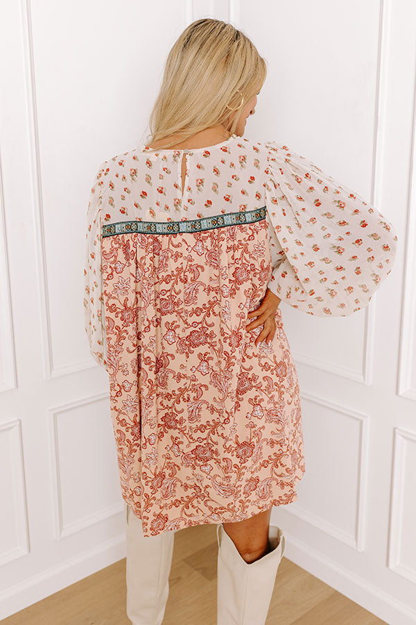 Premium Jubilee Shift Dress - Peach Baroque Floral