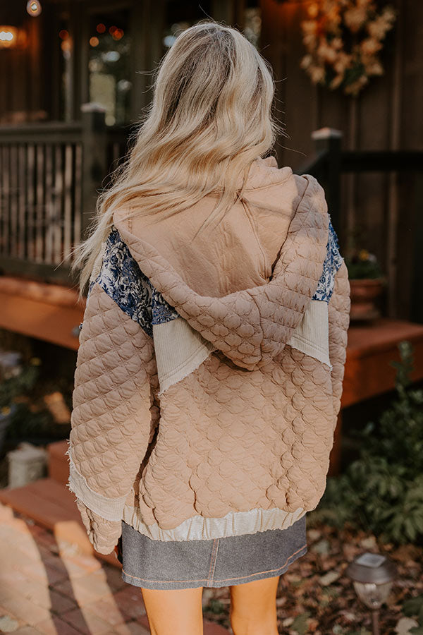 Premium Cozy Couture Quilted Jacket in Warm Taupe - Ultimate Fall Essential