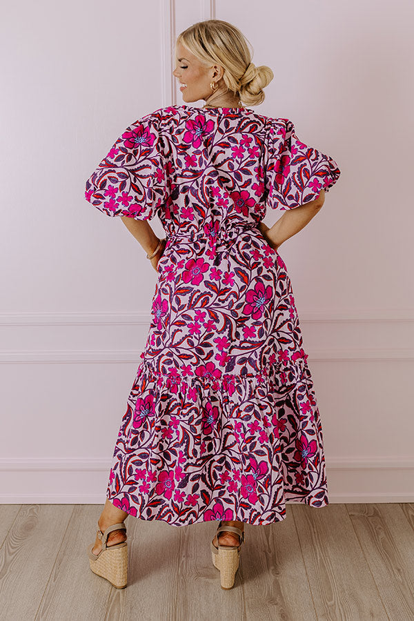 Premium Floral Midi Dress - Pink Curves