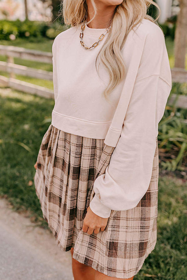 Premium French Vanilla Plaid Mini Dress - Ultimate Fall Style