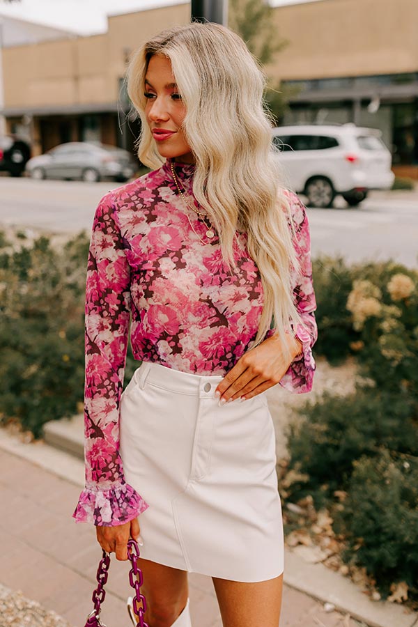 Premium Floral Mesh Turtleneck Top - Ultimate Feminine Charm