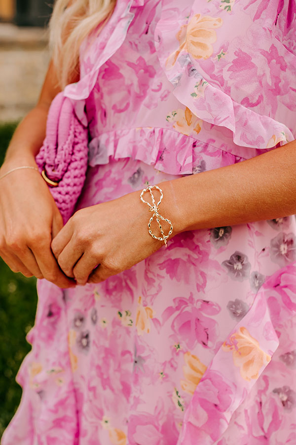 Premium Gold Bow Cuff Bracelet - Stylish & Adjustable