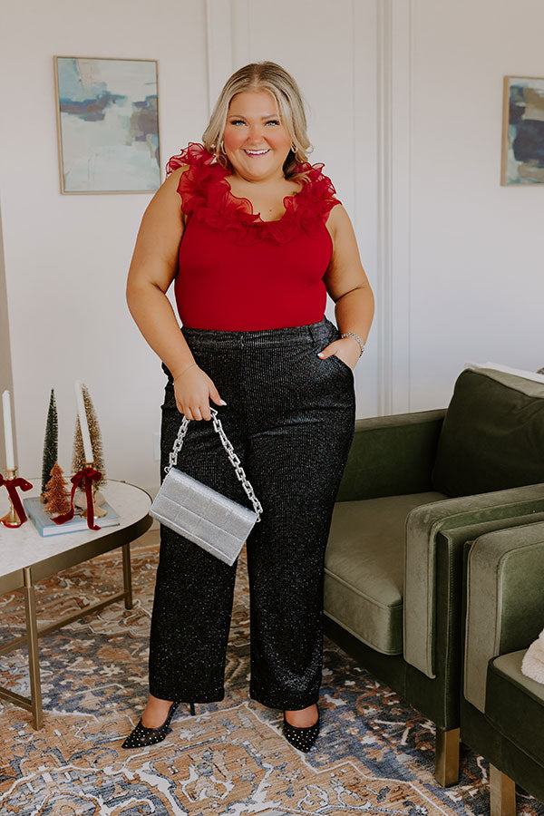 Premium High Waist Glitter Pants - Ultimate Shimmer Edition