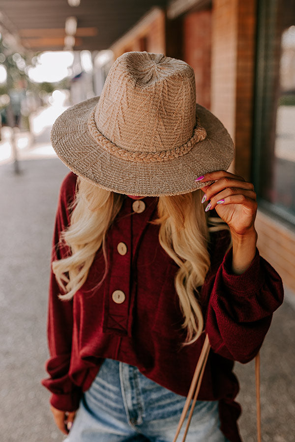 Premium Fall Dreaming Chenille Fedora - Iced Latte