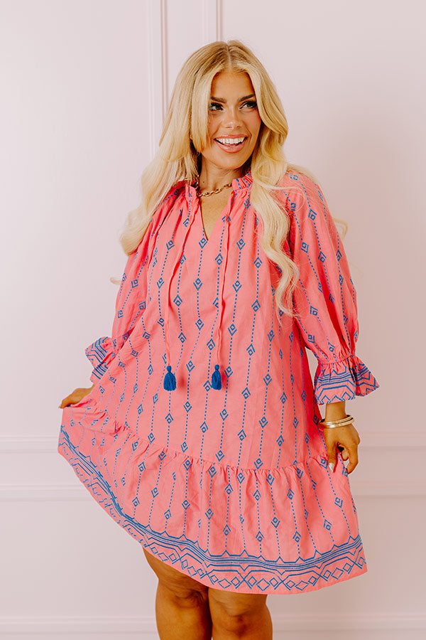 Premium Charleston Stroll Embroidered Mini Dress - Pink Curves Design