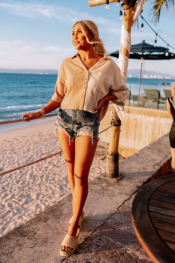 Premium Summer Lover Colorblock Top - Iced Latte & Ivory