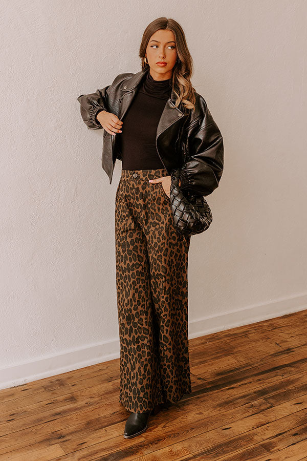 Ultimate Valentina High Waist Wide Leg Pants - Trendy Leopard Print