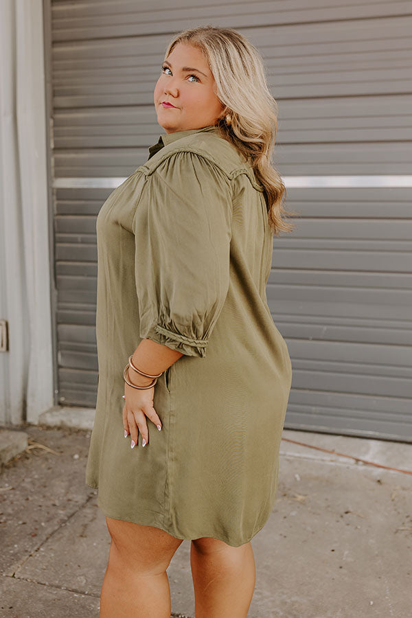 Premium Olive Curves Mini Dress with Braided Accents