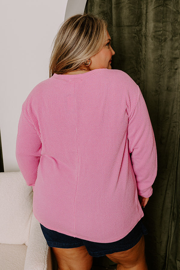 Ultimate Casual Ribbed Top - Pink Curves | Upgrade Your Everyday Style