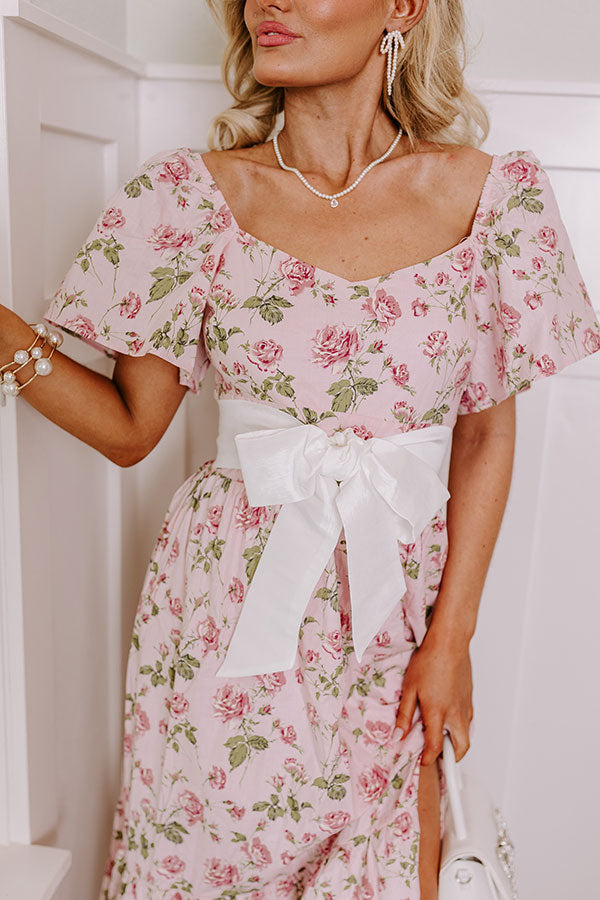 Premium Garden Elegance Floral Midi Dress