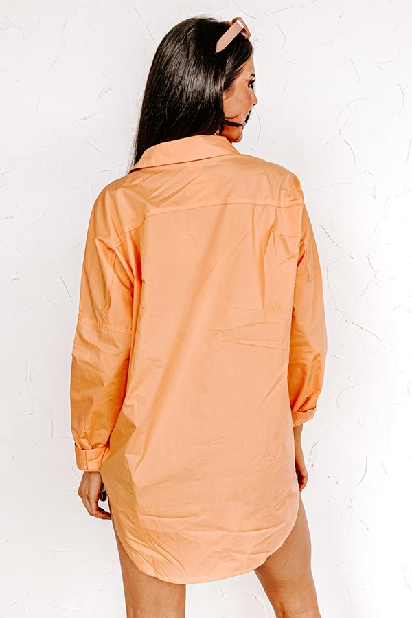 Premium Lucky Charm Orange Button-Up Top