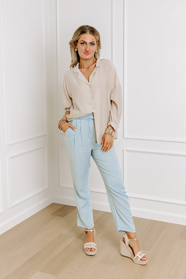 Premium Junie High Waist Chambray Pants - Ultimate Comfort & Style