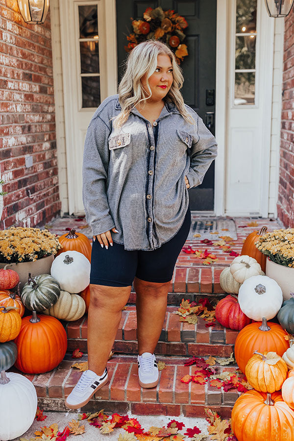 Premium Campfire Stories Waffle Knit Button-Up | Grey Curves Edition