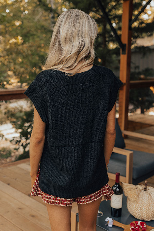 Premium Cinnamon Sugar Kisses Knit Top - Black