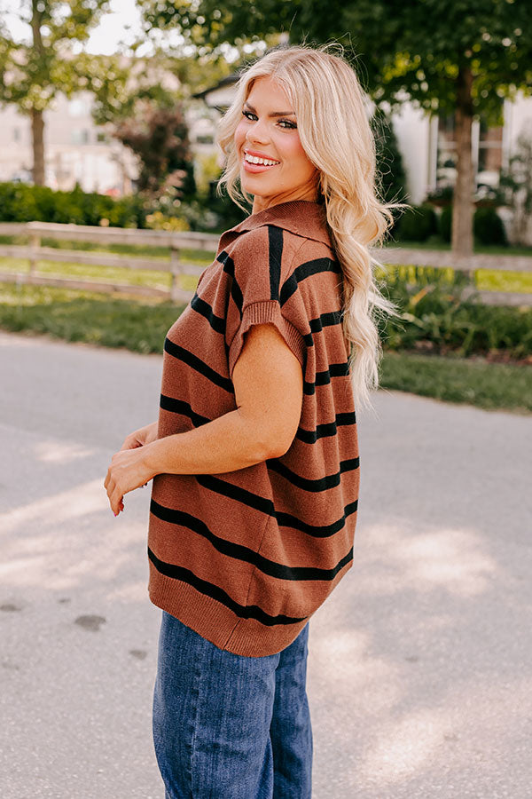 Premium Pumpkin Spice Striped Sleeveless Top