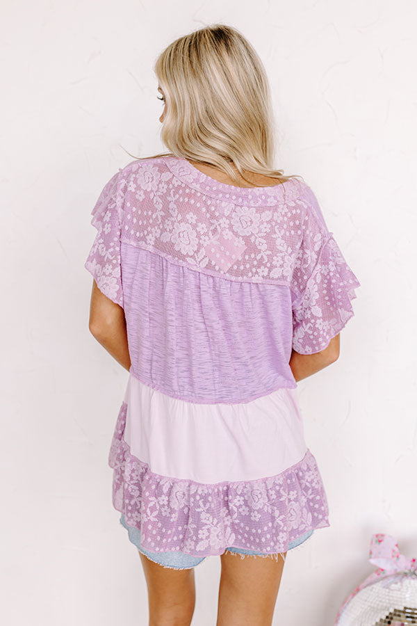 Premium Lavender Lace Babydoll Top - Springtime Essential