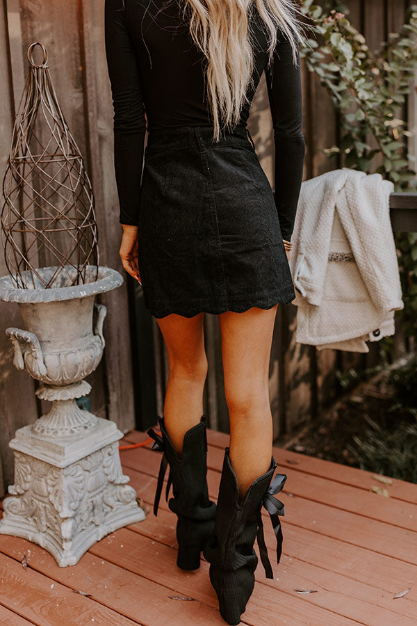 Ultimate Sienna High Waist Corduroy Mini Skirt - Black