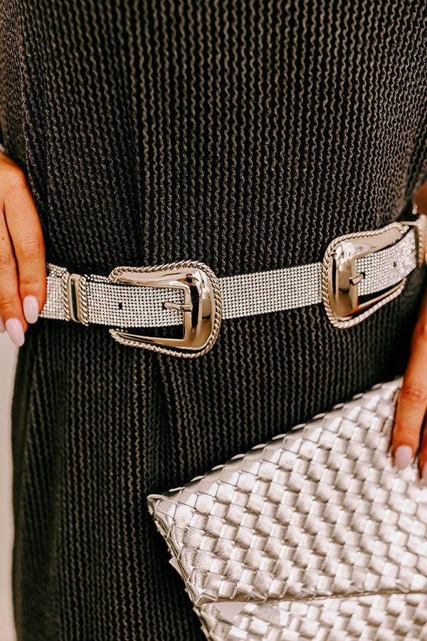 Premium Rhinestone Country Road Belt - Silver Sparkle Edition