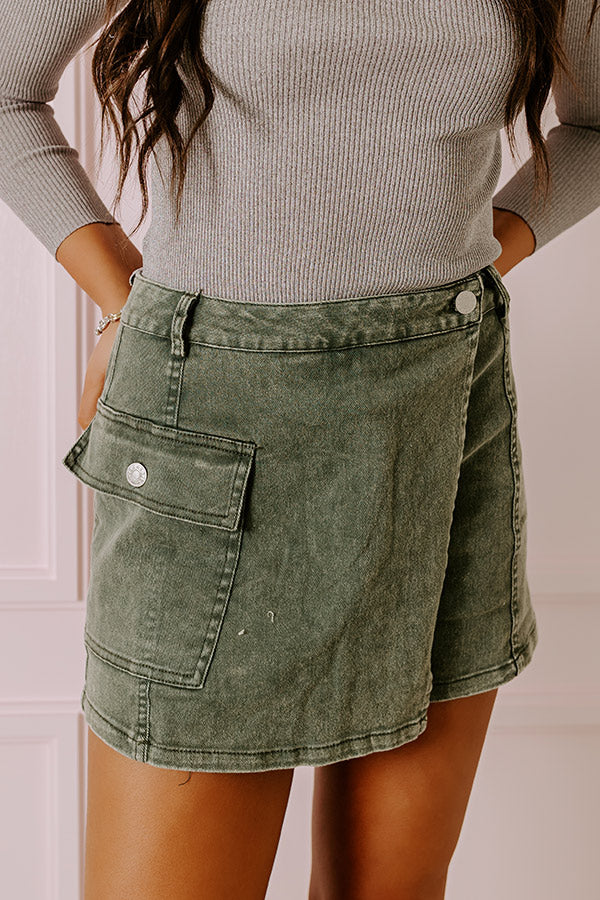 Premium Sage Denim Skort - Ultimate Style & Comfort