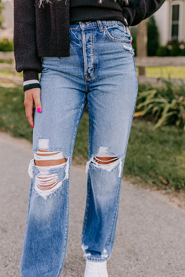 Premium Casey High Waist Distressed Straight Jeans - Ultimate Casual Style