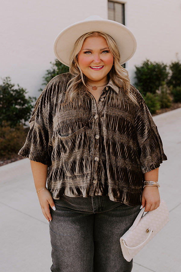 Premium Roman Holiday Velvet Top - Martini Olive Curves